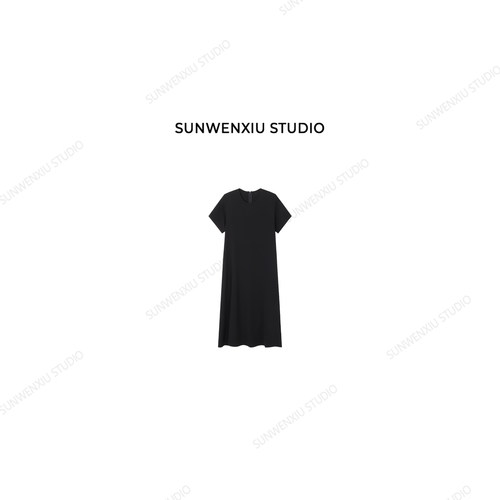 swx studio 高端线 进口醋酸藏肉显瘦高品质极简黑色连衣裙570A
