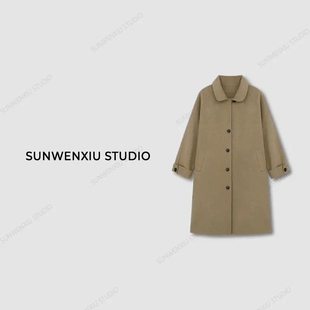 孙文秀studio汉南洞街头韩系羊毛全手工双面呢秋冬大衣外套通勤女