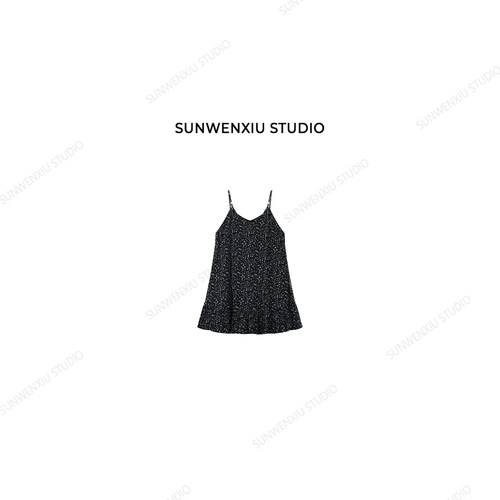 swx studio 微风蓝调 韩系减龄碎花可叠穿无袖短款吊带裙283A