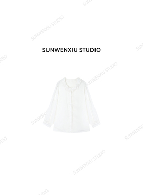 swx studio 生日衬衣 天丝亚麻法式精致感蕾丝拼接花领衬衫351A