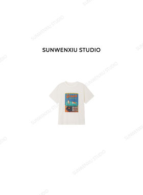 swx studio 猫咪T 夏季简约休闲复古彩色数码印花圆领短袖T恤509B