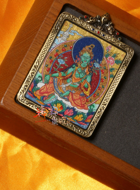 热贡纯手绘金唐绿度母