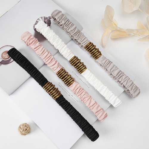 女休闲布合金百搭松紧装饰收腰