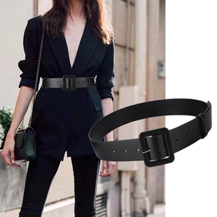 饰简约配裙子束腰腰封 圆形皮带宽装 女士大衣腰带百搭裤 带女装