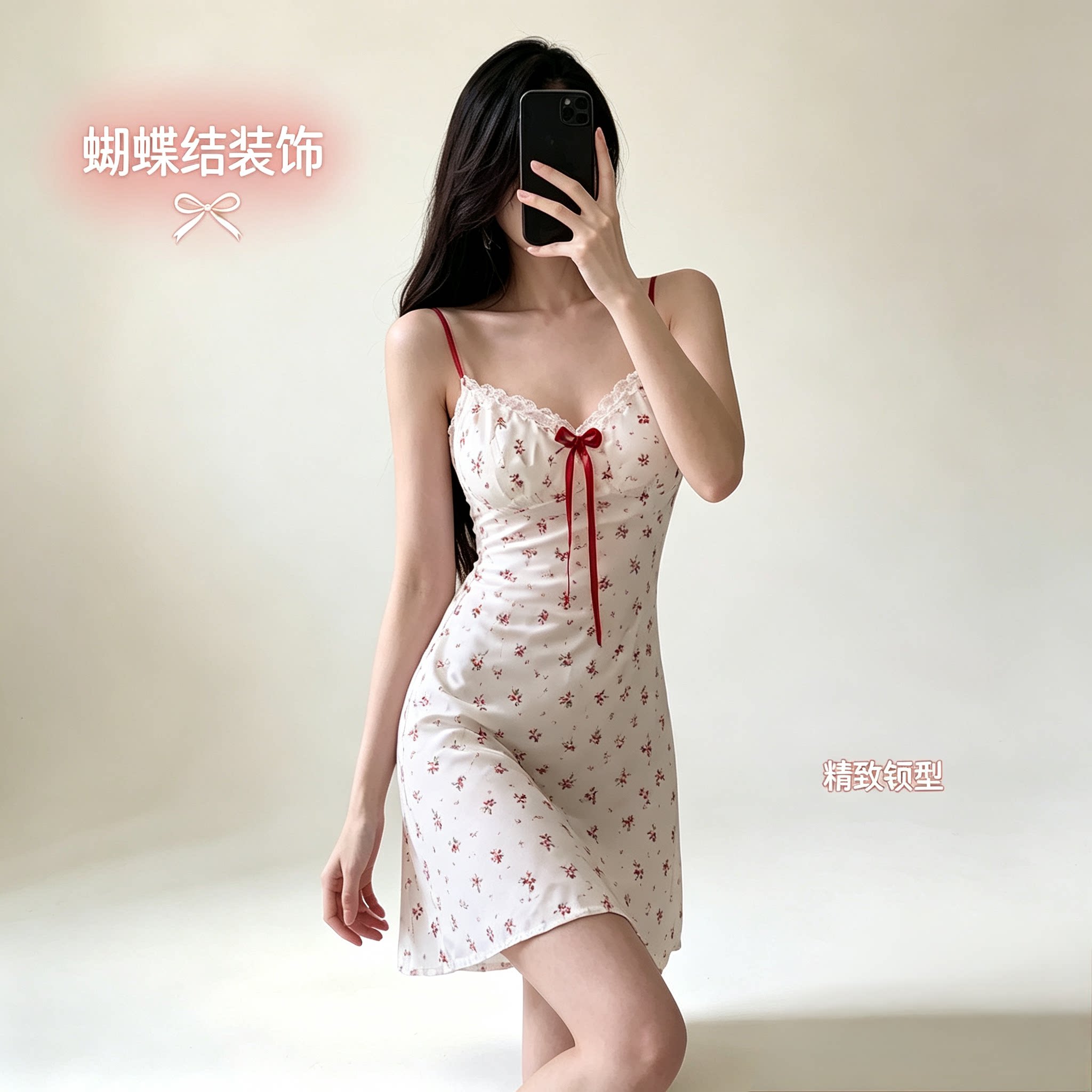 贴身舒适家居服吊带睡衣法式甜美纯欲风少女带胸垫防下垂无钢圈