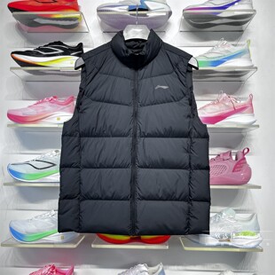 李宁羽绒马甲2025冬季男子健身系列90%鸭绒轻薄保暖背心AMRV037
