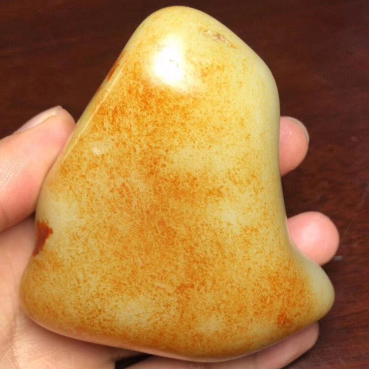 407.1克和田玉籽料原石红皮白色黄沁皮籽玉原石玩料秋梨皮黄皮