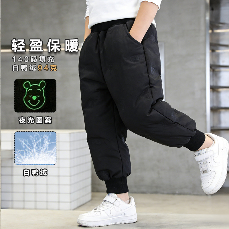 儿童羽绒裤男童白鸭绒裤子冬装2025新款痞帅炸街男宝冬季保暖裤潮图片