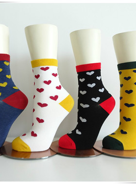 RIME韵魅专柜正品宽松口艺术波点圆点绢丝袜时尚爱心撞色袜33599