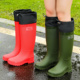 女士不累脚水鞋 好看雨靴 套女款 雨天防滑高筒雨鞋 成人户外防水胶鞋