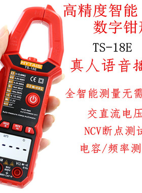 泰圣TS-18E高精度防烧数字钳形万能表全自动语音表数显万用表电容