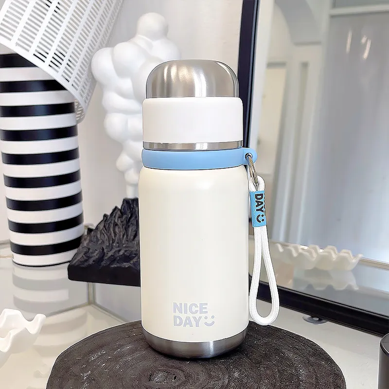 保温杯加工定制丝印杯身杯环携带方便316不锈钢带茶隔饮水杯刻字