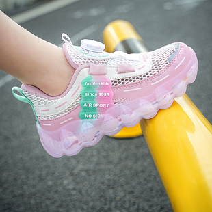 新单网儿童运动鞋 CEO 2024夏季 ABC女童鞋 旋转扣网面小女孩跑步鞋