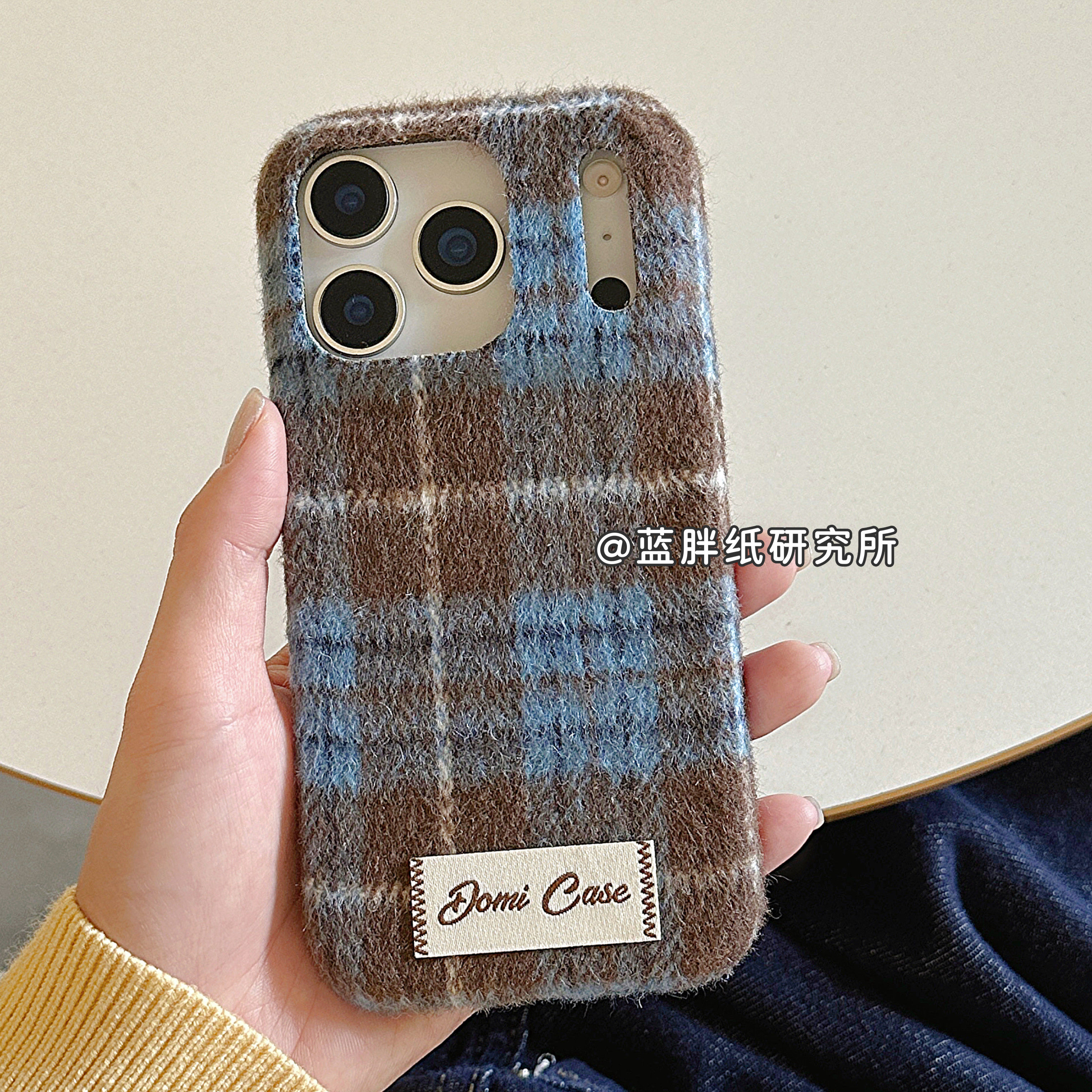 蓝胖纸研究所秋冬新款复古格子布艺适用iPhone17ProMax苹果16手机壳15/14/13保护套半包