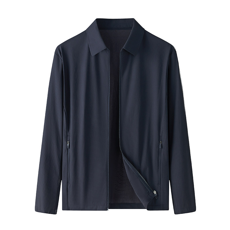 微亮夏季男士冰丝无痕防晒行政西服冰感薄款翻领爸爸夹克外套上衣