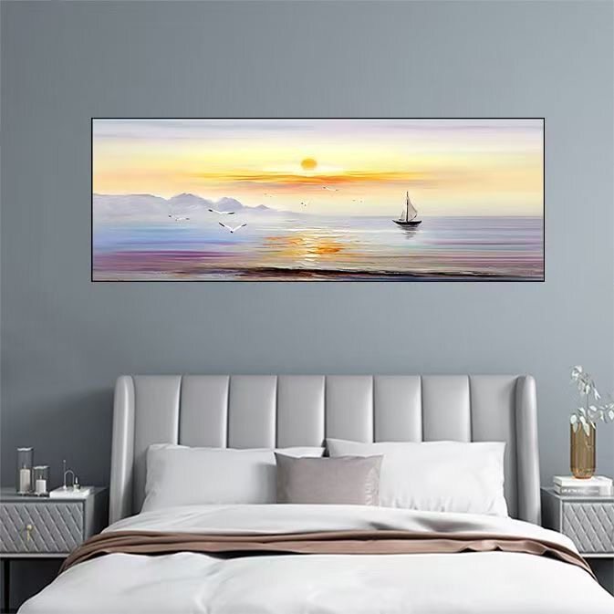 现代轻奢风景装饰画客厅卧室玄关挂画帆船海景艺术画