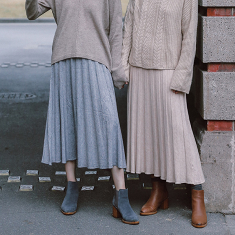 Aimoyard Aimo Solid Cashmere Long skirt Elastic Paige knitting Pleated skirt Two-color Versatilein the Women's clothing/Boutique , Skirts  category - from Buy2taobao.com to provide professional Taobao agent buy service