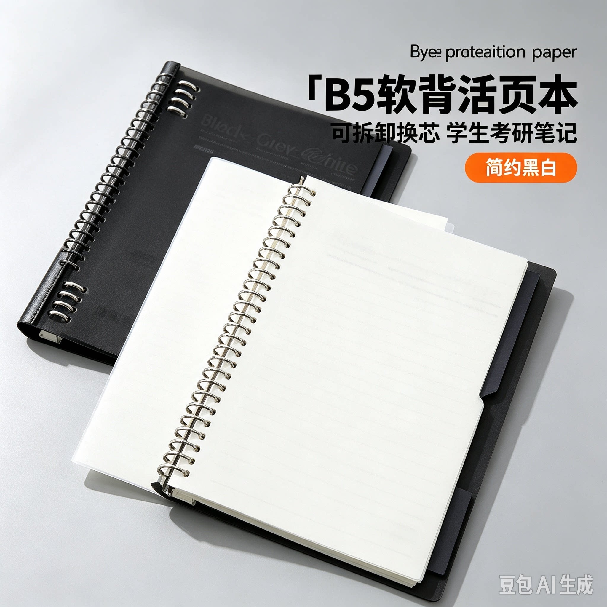 得力佳B5软背活页本简约磨砂护眼纸可拆卸学生笔记考研错题记事本