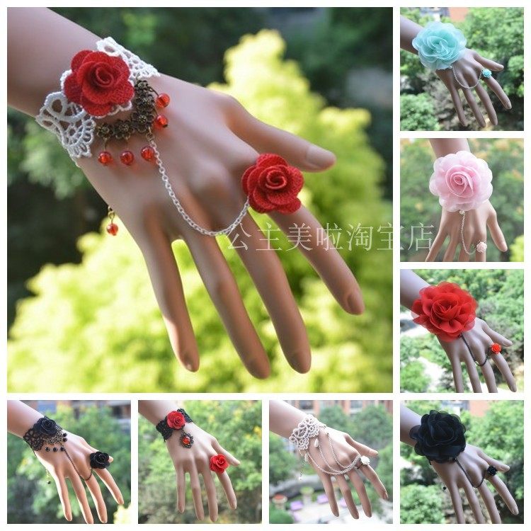复古装剧宫廷夸张手链带可调节戒指一体链黑蕾丝手镯水滴创意礼物|ruв категории Украшения,ювелирные изделия, браслет - от Buy2taobao.com для оказания профессиональной услуги покупки агента Taobao