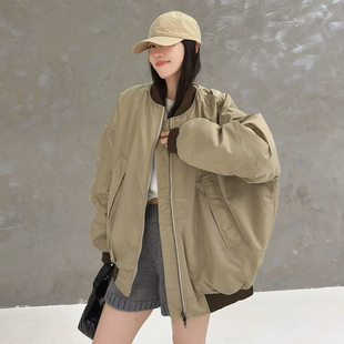 棒球服休闲外套 立领拼色慵懒落肩大版 欧洲站2025秋冬新款 欧货时尚