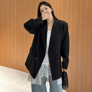 气质高级西装 外套女 欧货简约西服领垫肩双排扣阔版 欧洲站2026春季