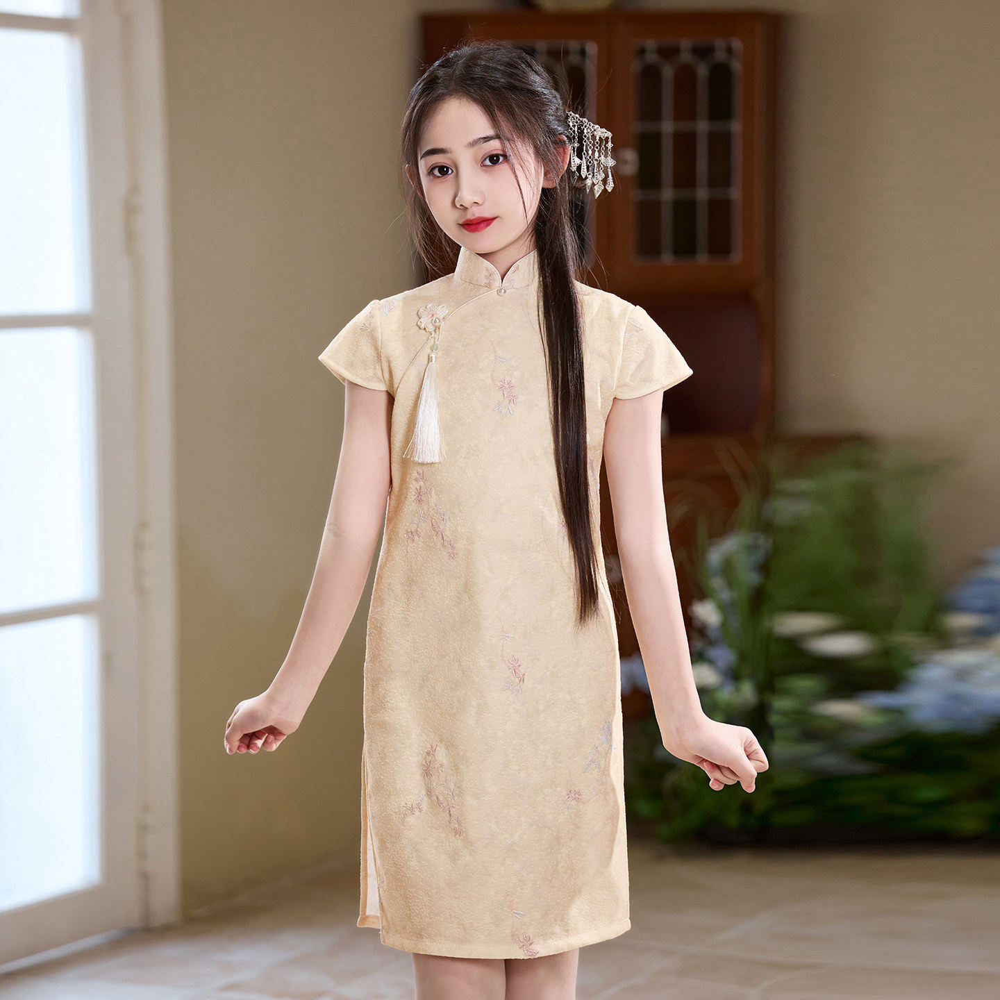 女童旗袍新中式改良夏季薄款儿童中国风古风连衣裙女孩古筝演出服