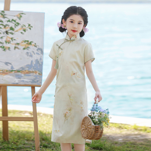 儿童旗袍中国风锦鲤高端女童新中式清新夏款小女孩古筝演出服日常