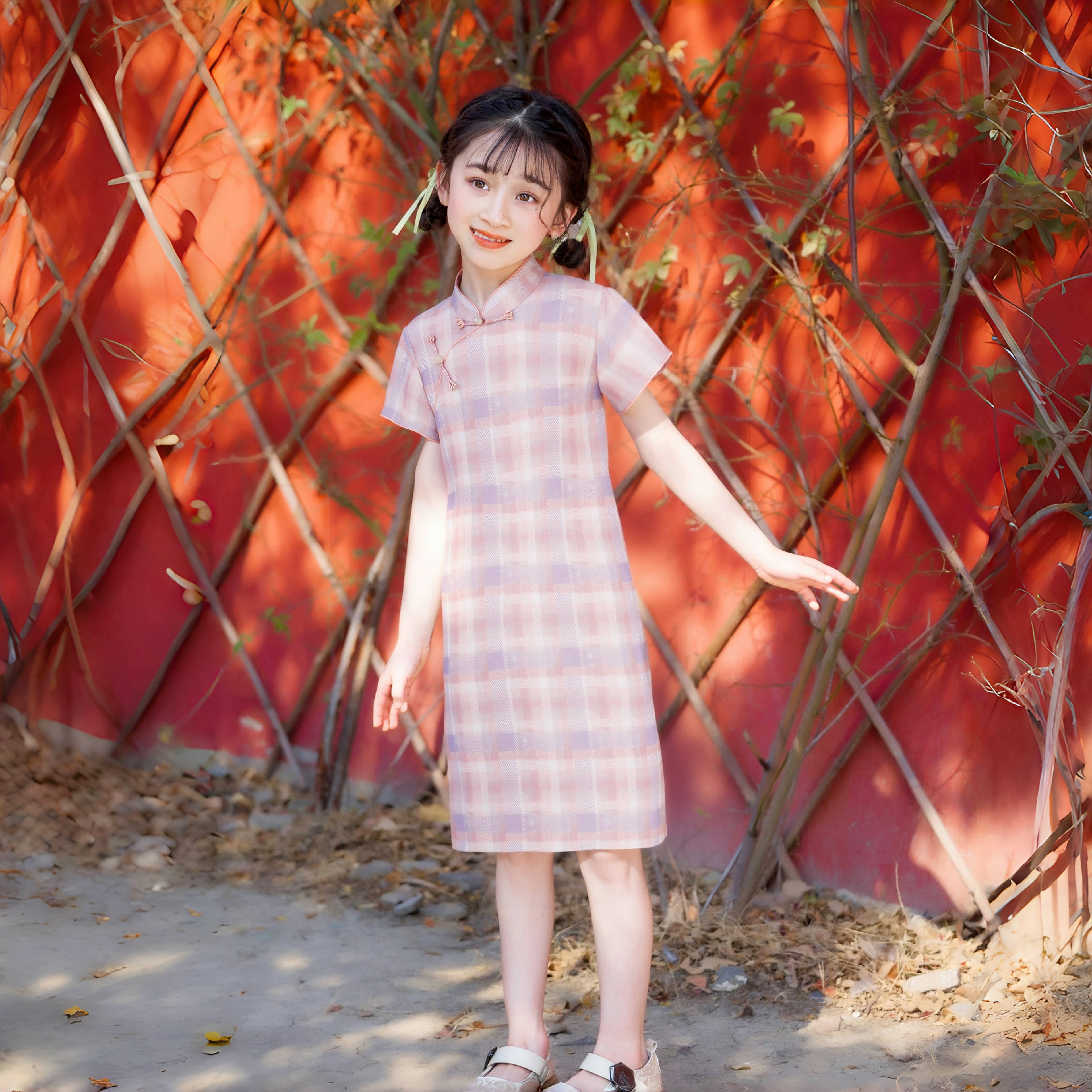 女童旗袍2025新款夏季粉色儿童民国风新中式连衣裙小女孩复古清新