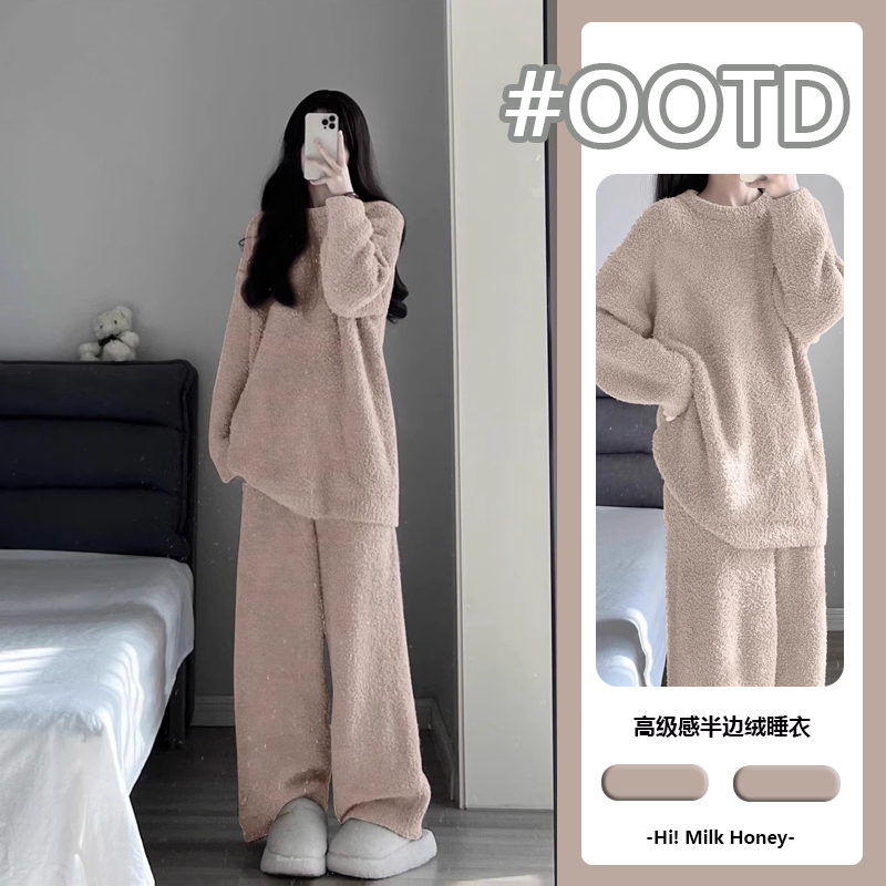 珊瑚绒睡衣女冬季韩国高级感网红睡衣/家居服套装