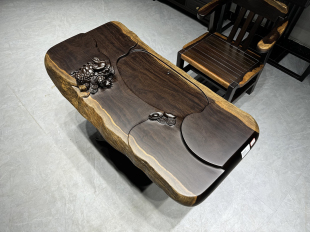 黑檀木茶桌实木阳台小茶桌茶台茶几一体客厅家用办公喝茶桌套装