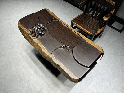 黑檀木茶桌实木阳台小茶桌茶台茶几一体客厅家用办公喝茶桌套装