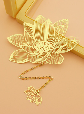 复古中式空白叶脉金属书签中国风黄铜纪念品书签流苏创意书签