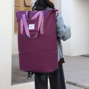 行李包大容量结实耐用万向轮女双肩带轮搬家袋可折叠牛津布三层箱