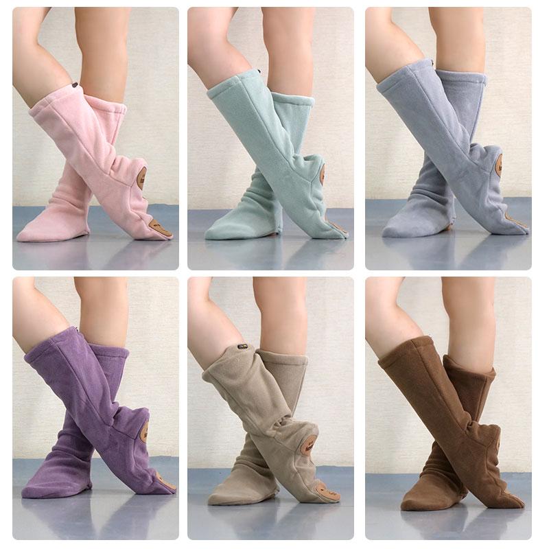 儿童舞蹈保暖靴芭蕾舞跳舞鞋高筒练功鞋冬季女童软底摇粒绒加厚