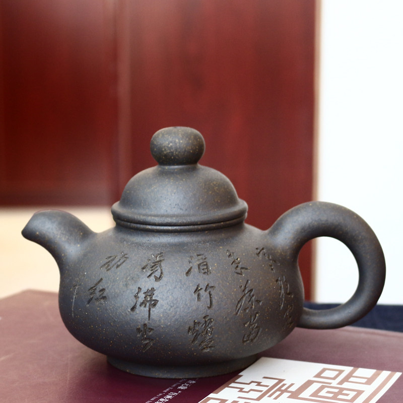 宜兴名家紫砂壶纯手工家用军德堂许学军青铜泥满福大容量茶壶茶具