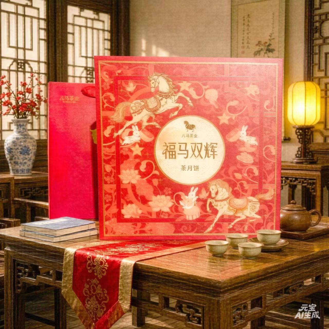 八马茶月饼福马双辉礼盒装720g