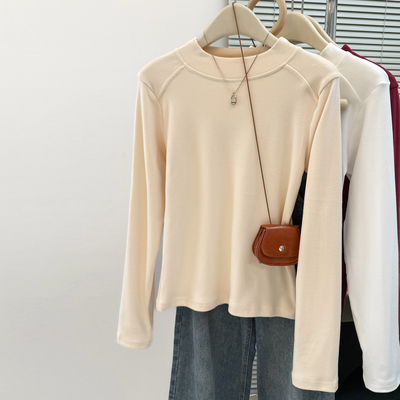 气质高级感半高领长袖T恤女秋冬