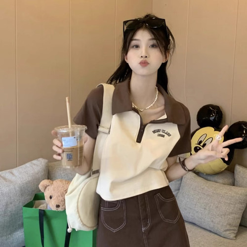 美式高街潮牌POLO领短袖T恤女