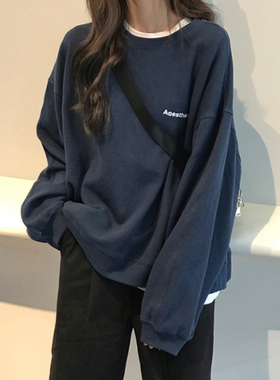 薄款卫衣女无帽春秋季学生宽松韩版bf慵懒风洋气上衣cec外套潮ins