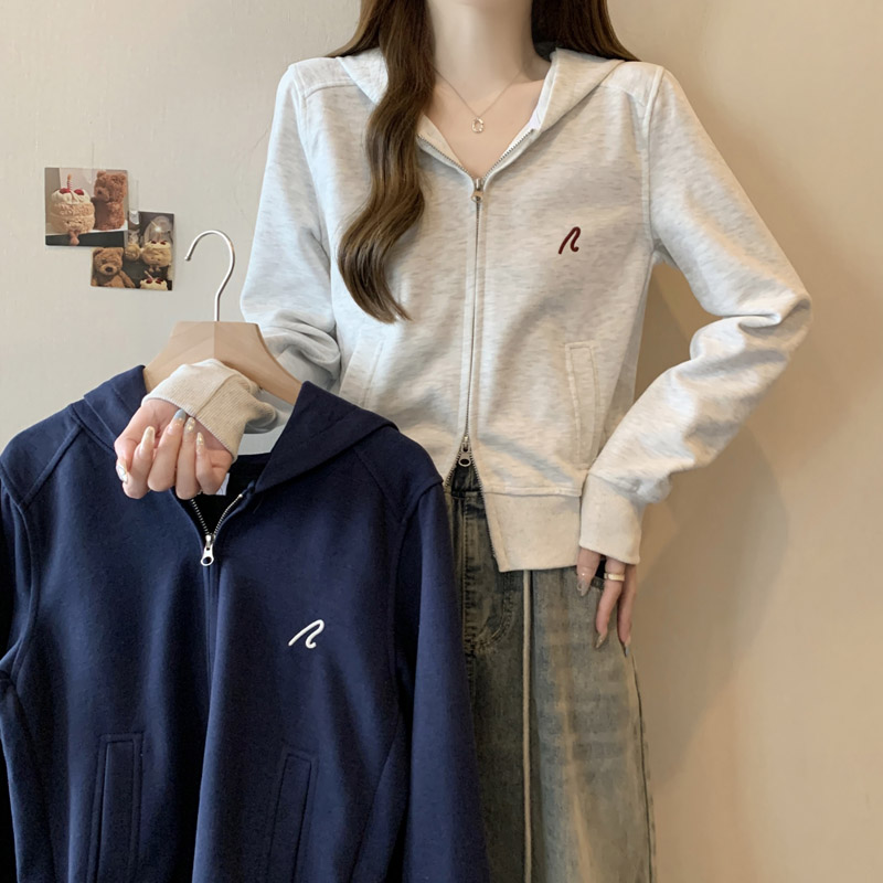 拉链开衫连帽卫衣女春秋薄款