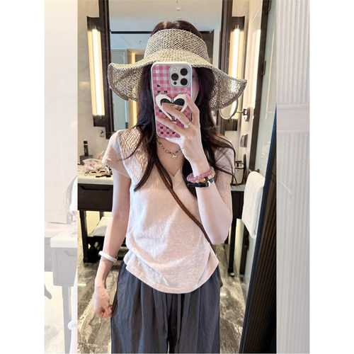 chic甜辣雪花棉薄款短袖T恤女夏