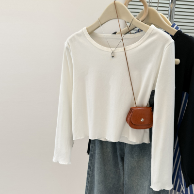 韩系甜辣妹长袖T恤女早春秋修身