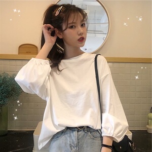 长袖t恤女ins潮韩版2023年春秋季新款学生宽松百搭打底小衫上衣服
