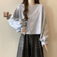宽松小众设计感长袖 薄款 上衣服 无帽卫衣女2026春秋新款 小个子短款
