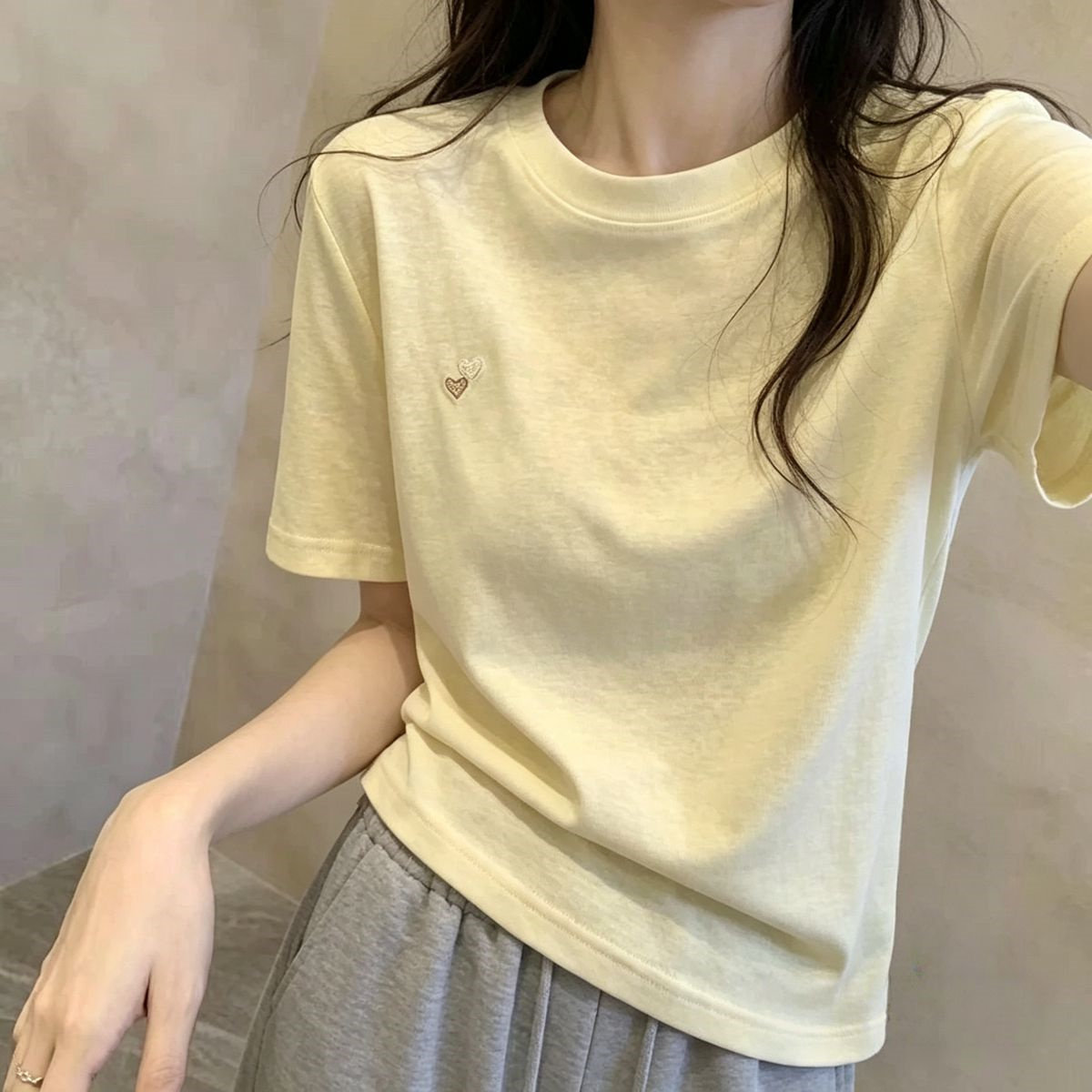 韩系高级感短袖T恤女夏季宽松图片
