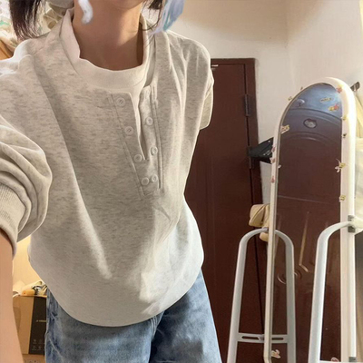 假两件拼接长袖圆领卫衣女秋冬季