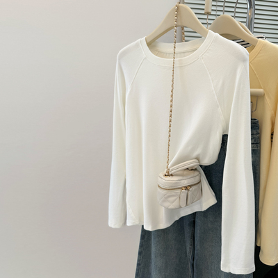 ins超火圆领长袖T恤女春秋季内搭