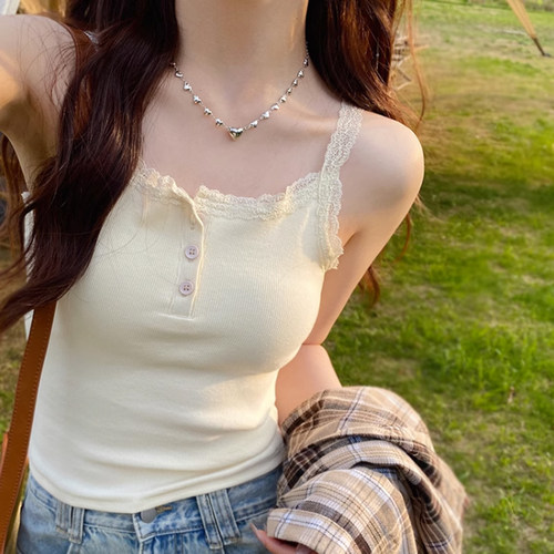 甜辣妹蕾丝边吊带背心女夏季韩版
