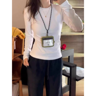 可外穿秋衣上衣服 T恤修身 加厚磨毛保暖打底衫 女内搭秋冬德绒长袖