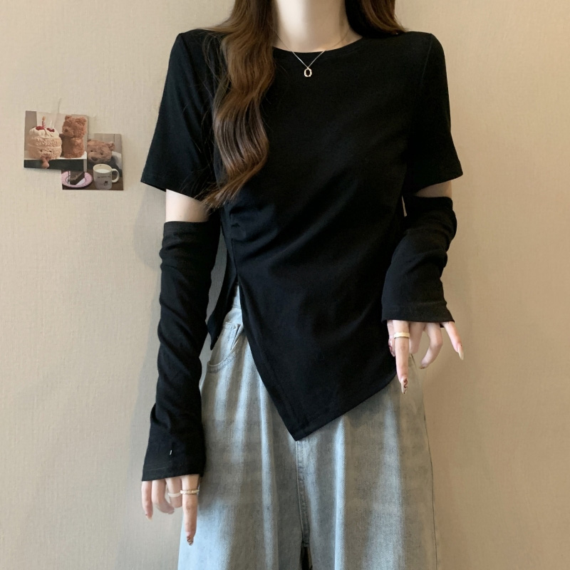 可拆卸长袖T恤女春季设计感小众